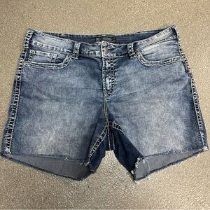 Silver Jeans Blue Jean Shorts with Vintage Distressed Look
